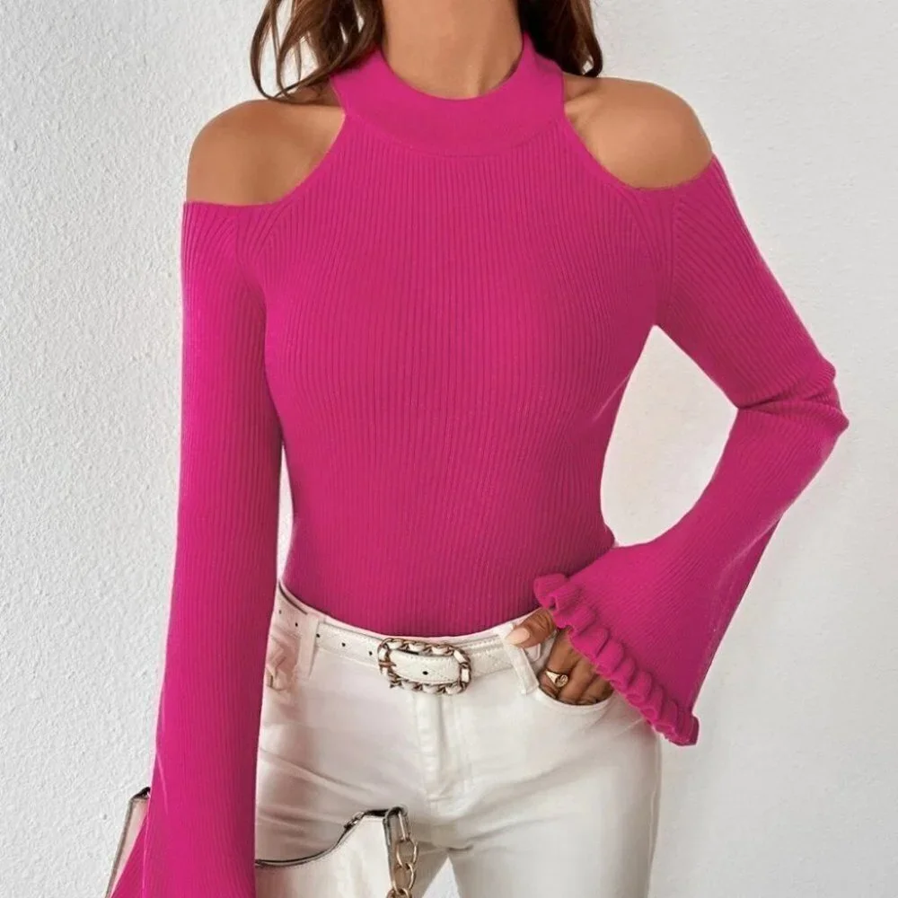 Pink Preppy Womens cold shoulder Sweater